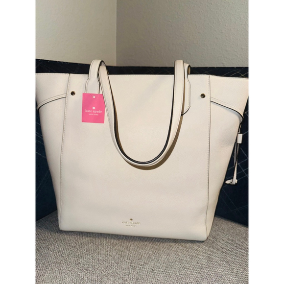 Kate Spade Large Tote Bag – Pebbled Leather – Parchment (White/Cream) – NWT - Picture 3 of 14